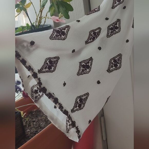 Free People Ivory Embroidered Bell SleeveāTunic Top Boho SizeāS - Picture 7 of 13